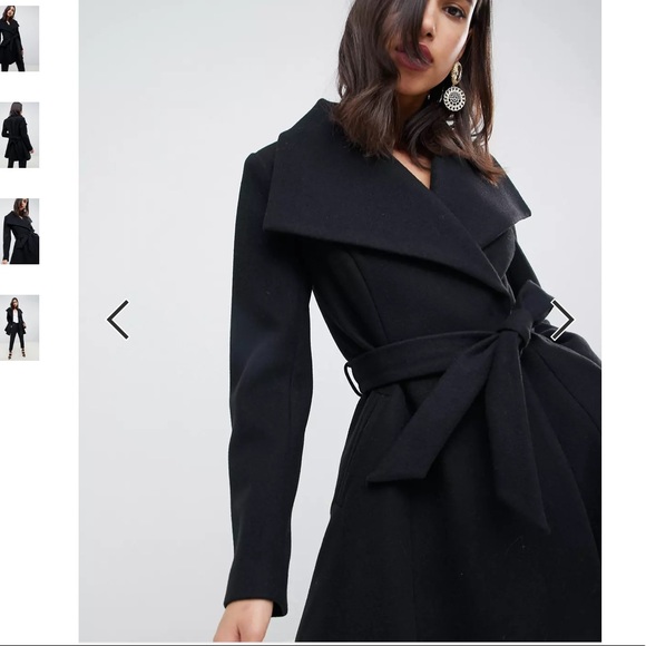 ASOS Waterfall Collar Coat with Tie Belt - Picture 2 of 2